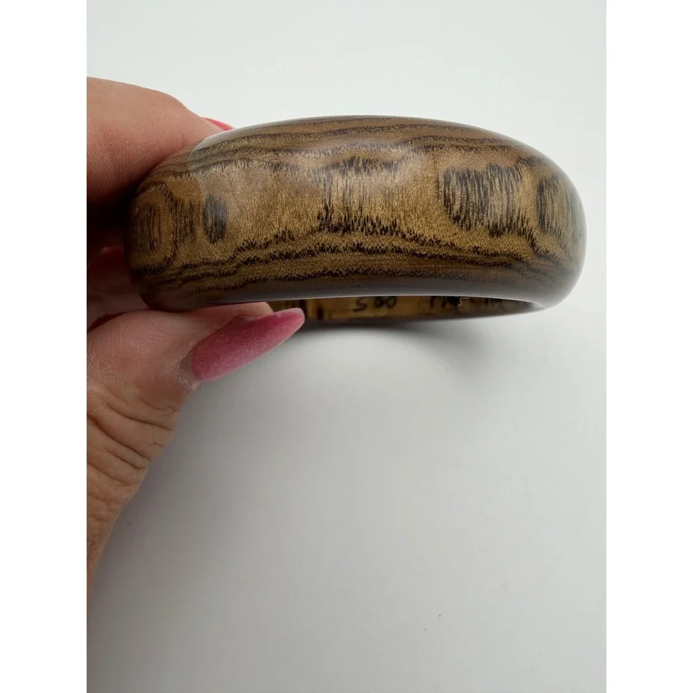 Huppke & Rice Ash Wood Vintage Bangle Bracelet Signed Handcrafted Artisan USA